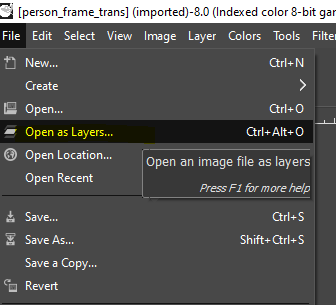 GIMP open as layer