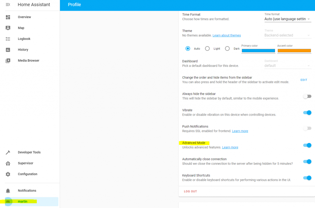 Home assistant Profile
